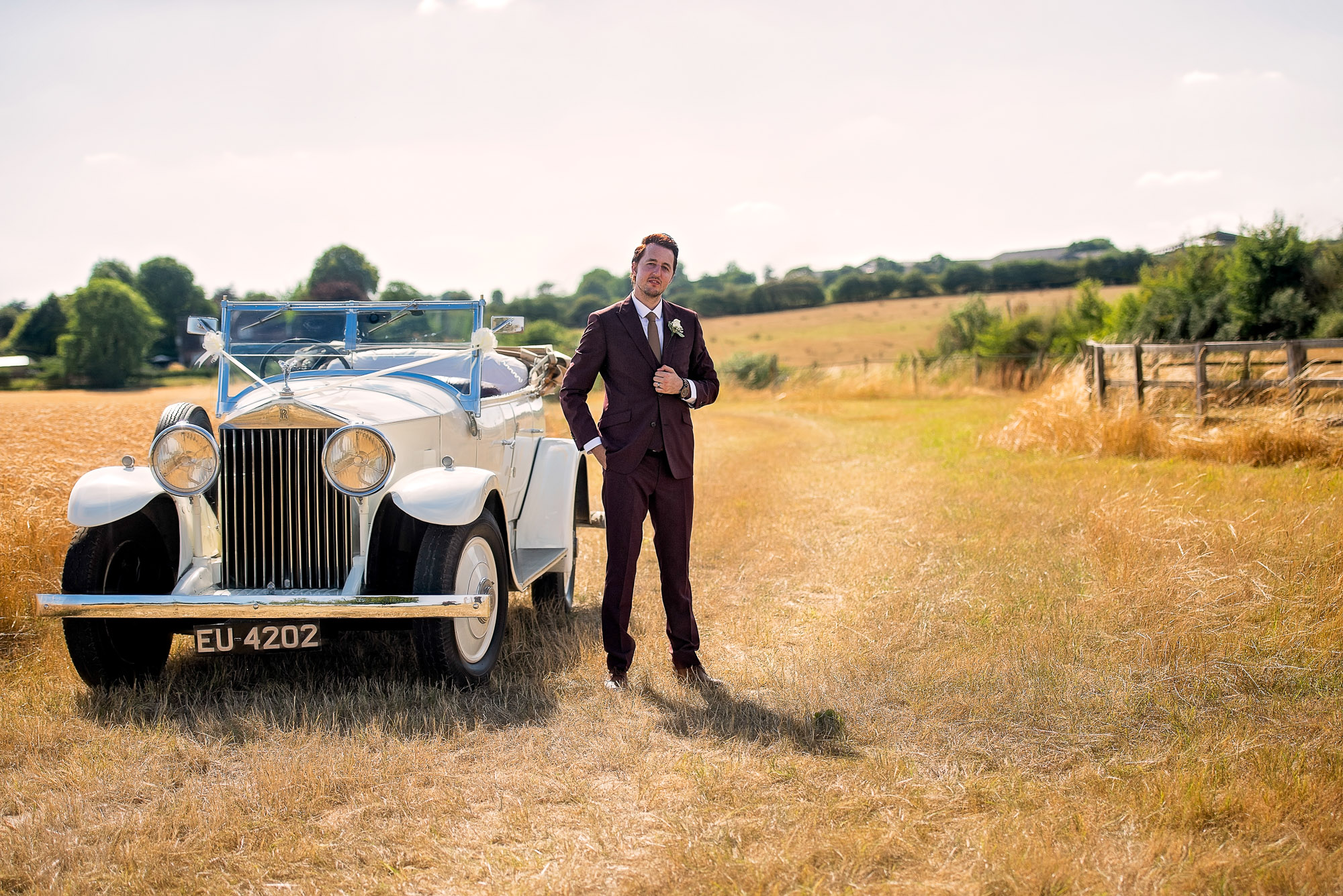 groom with classic car
