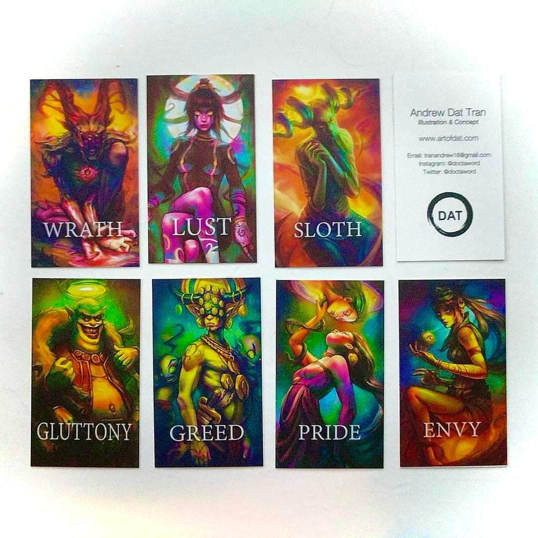 Business cards from a paint series I did back in 2017 based on the deadly sins. I think they still kinda hold up

#painting #illustration #sinning