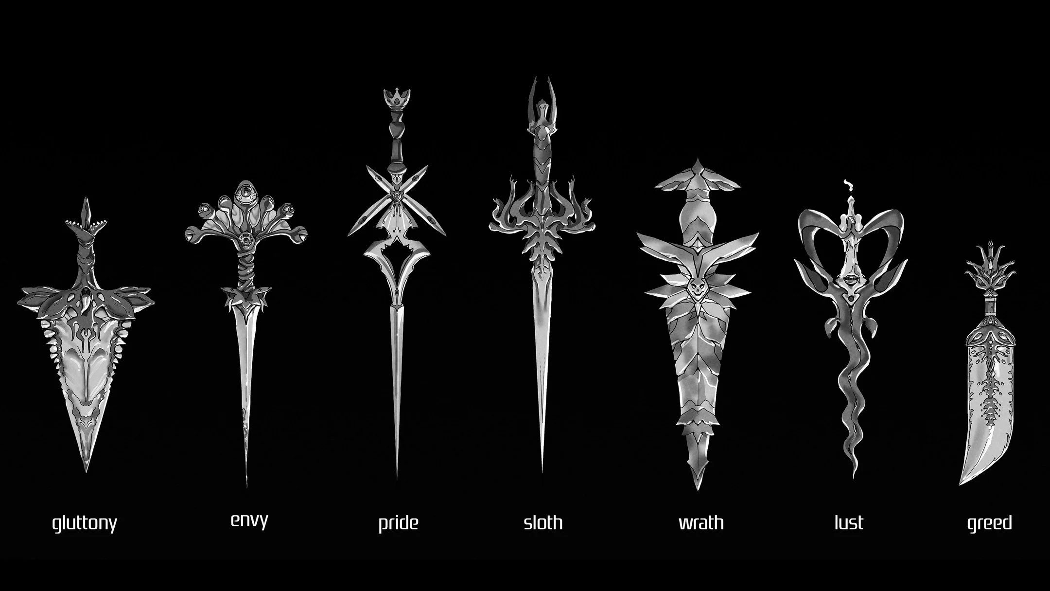 Knives of Sin

#sketch #weapon #design #horror #concept #art #creative #drawing