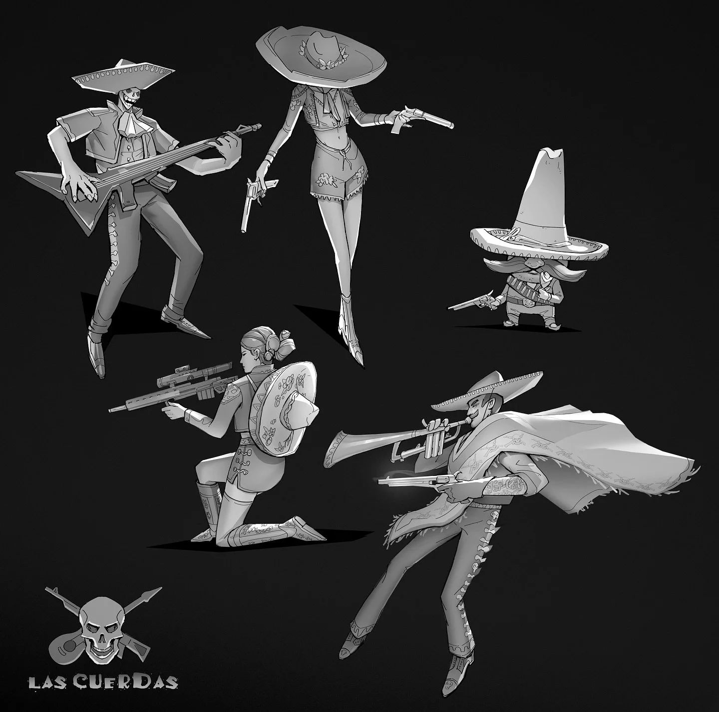 Las Cuerdas (The Strings)

#art #concept #creative #character #design #sketch #drawing #mariachi #assassin