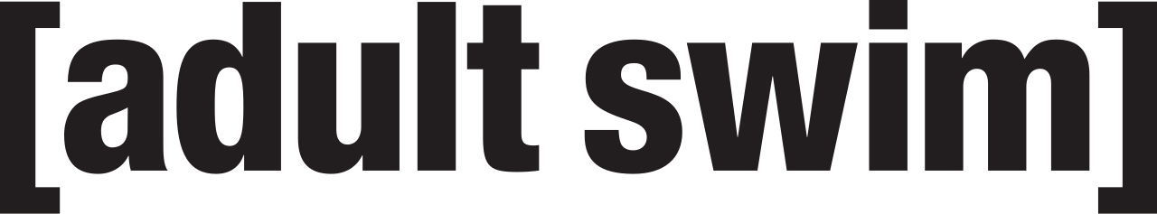 The image features the words 'adult swim' in large, bold black text on a white background.
