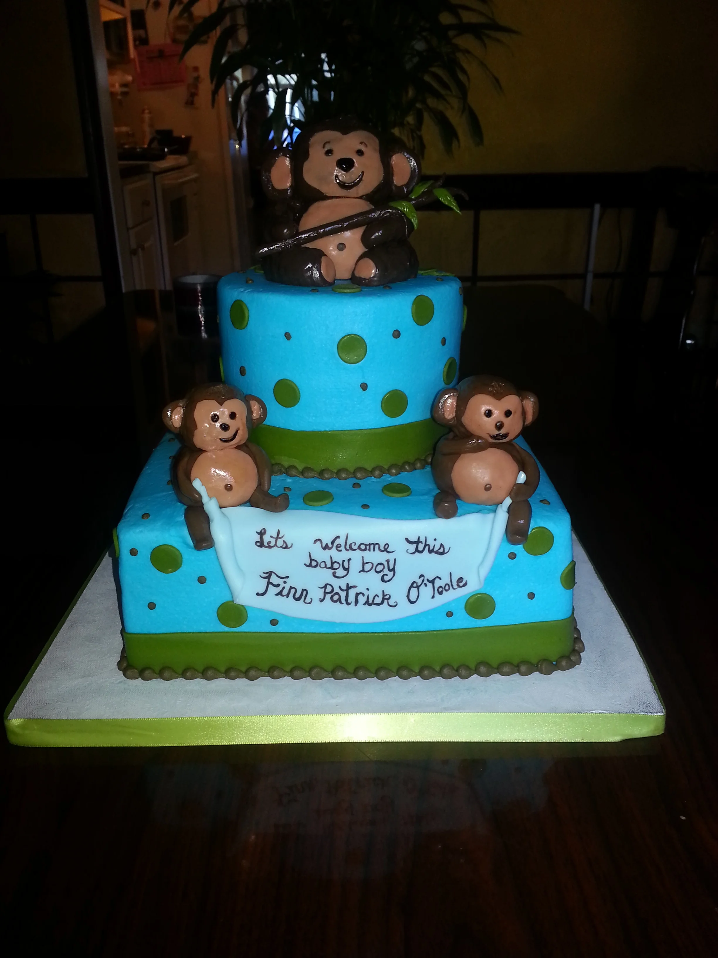 Monkey-themed baby-shower cake