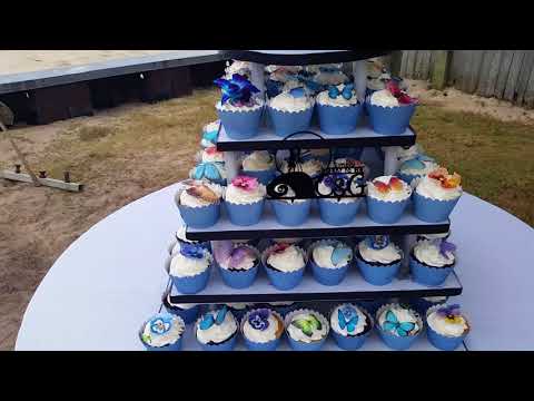 Royal Blue and Purple Cupcake Tower Wedding Cake with Orchids. Made by  Paisley Cakes, B… | Wedding cakes with cupcakes, Royal blue wedding cakes, Wedding  cakes blue