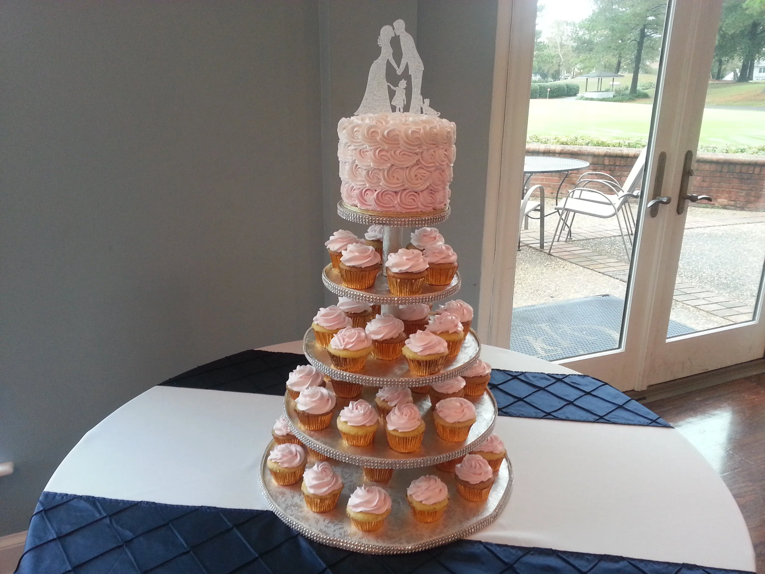 Pink cupcake wedding tower
