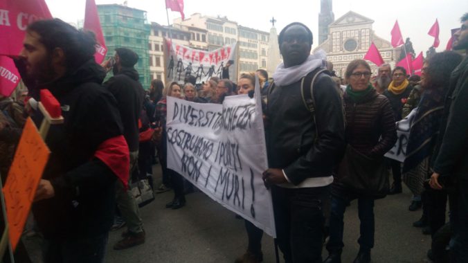 Someone Responds: Photograph taken at Florence’s Anti-Racism and Solidarity March. March 5, 2018. Credit: Silvia D’Amato.