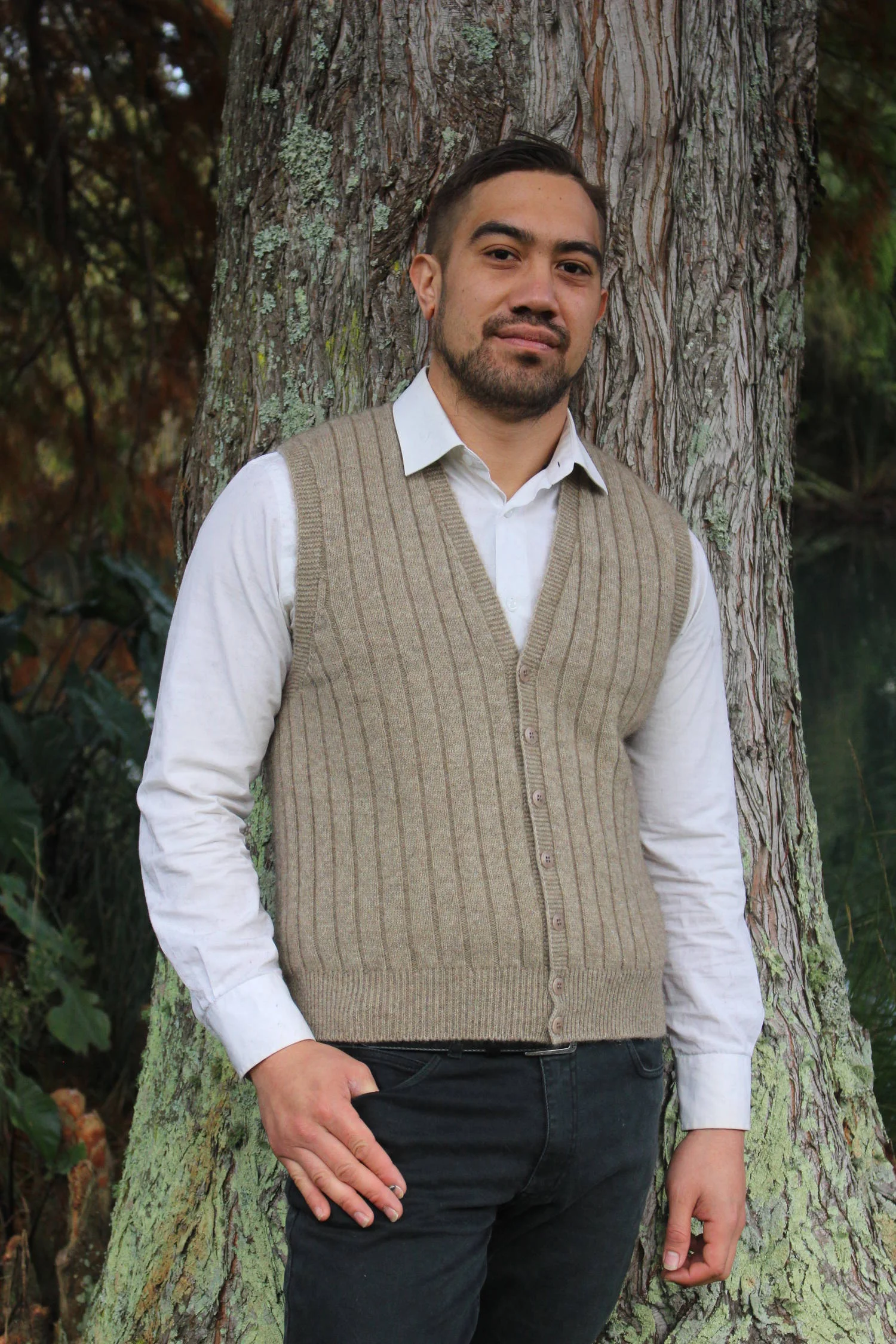 Possum Merino Men's Rib Button Vest 9829 - up to 3XL
