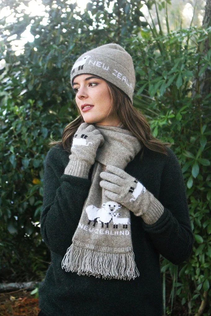 New Zealand Made Possum Merino Sheep 3 Piece Set #9916-17-18 | Beanie Scarf Gloves | LarsMart