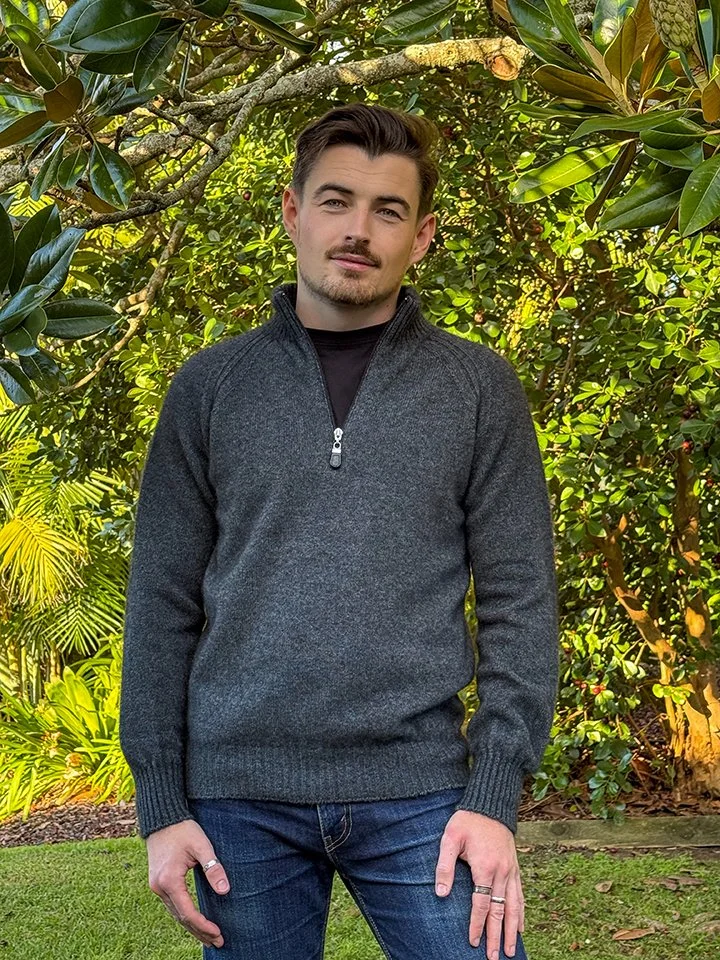 Possum Merino Men's Patch Jumper. 9790