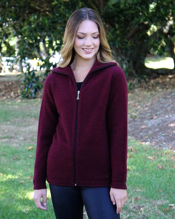 New Zealand Made Possum Merino Essential Jacket with Pockets #9842 | Women's Zip Jacket | LarsMart
