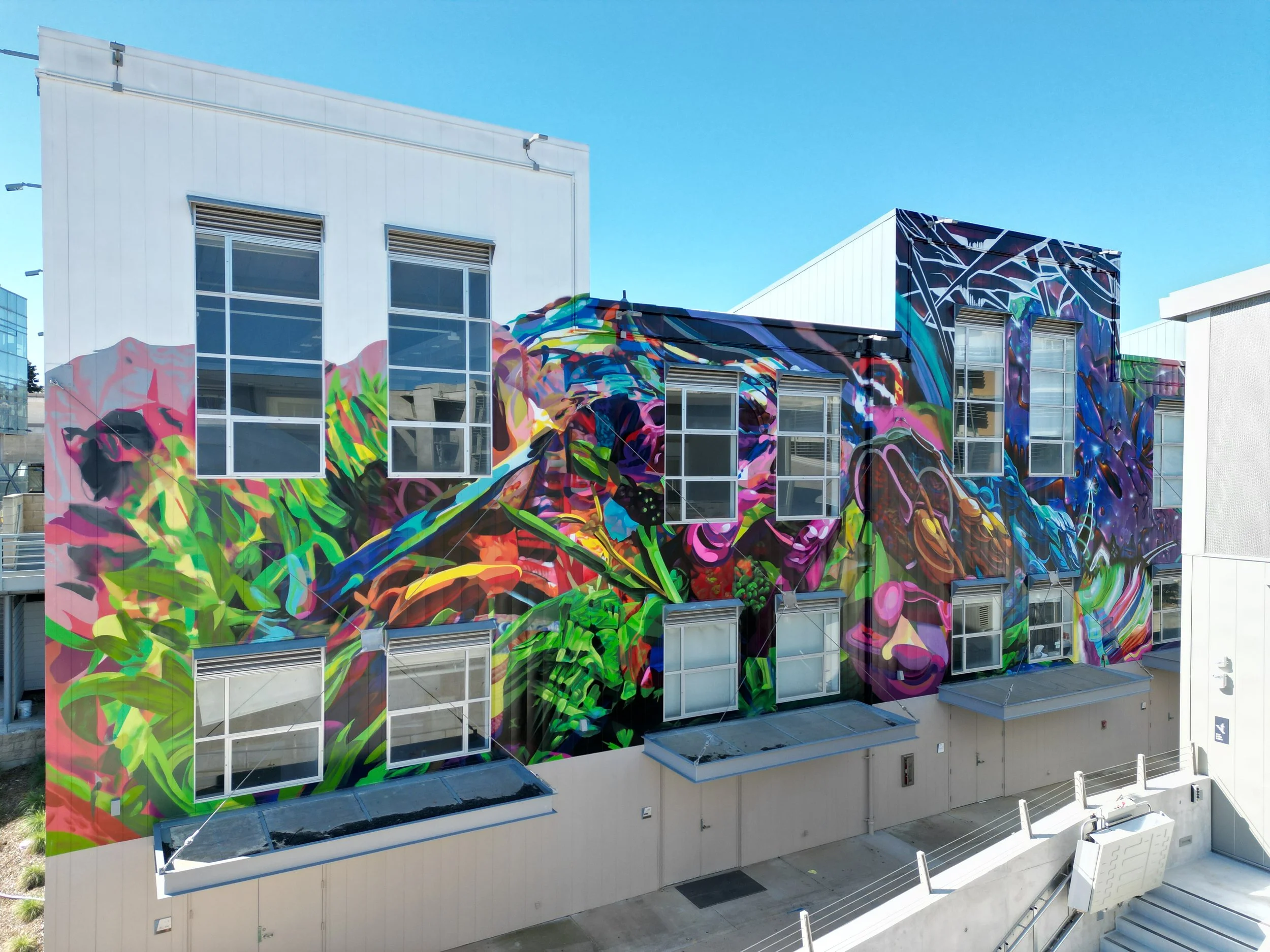 Pandan, acrylic and spraypaint, mural, 43' x 78', 2023