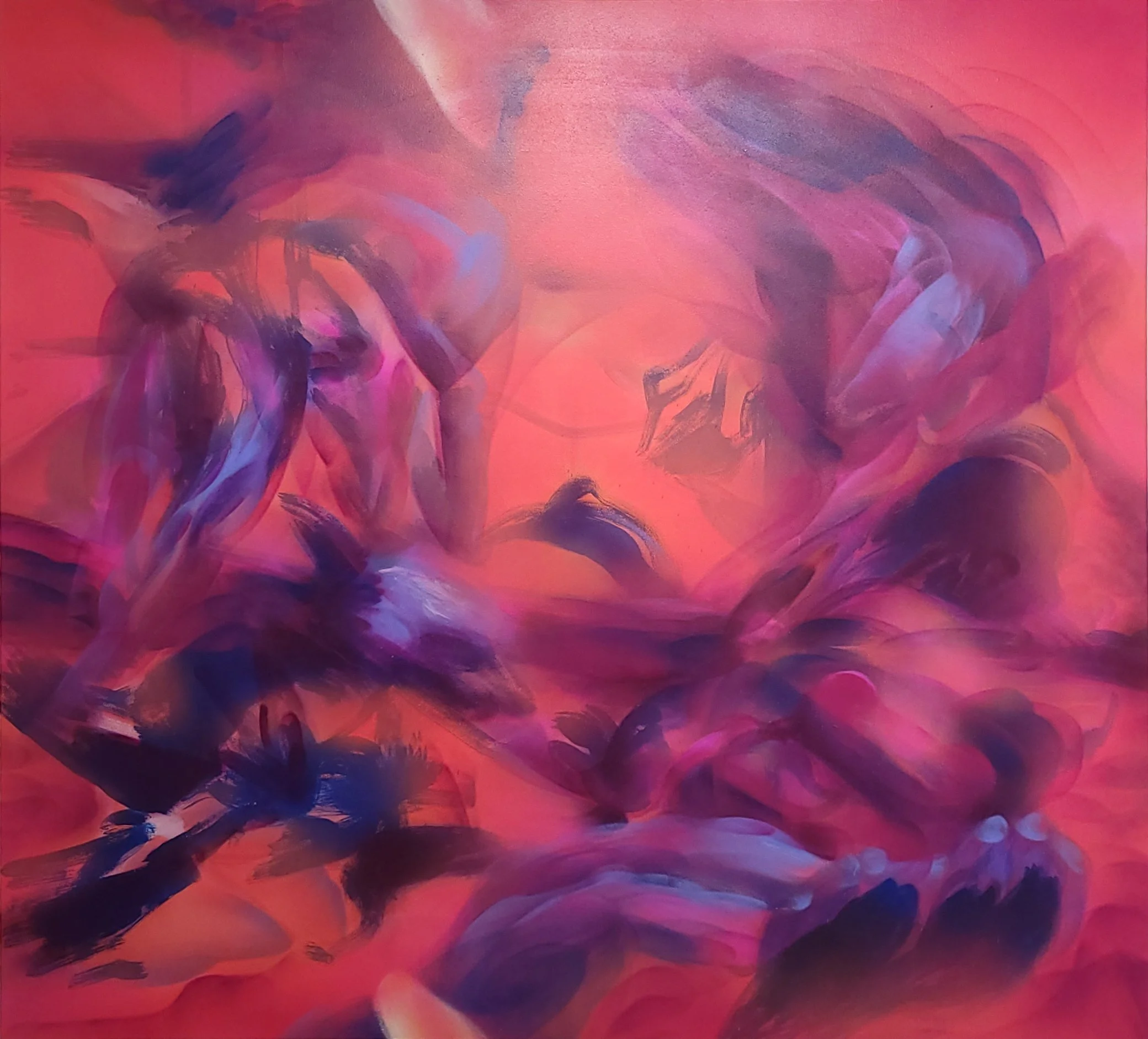 The Silver Cord, acrylic and spray paint on canvas, 76" x 84", 2024 