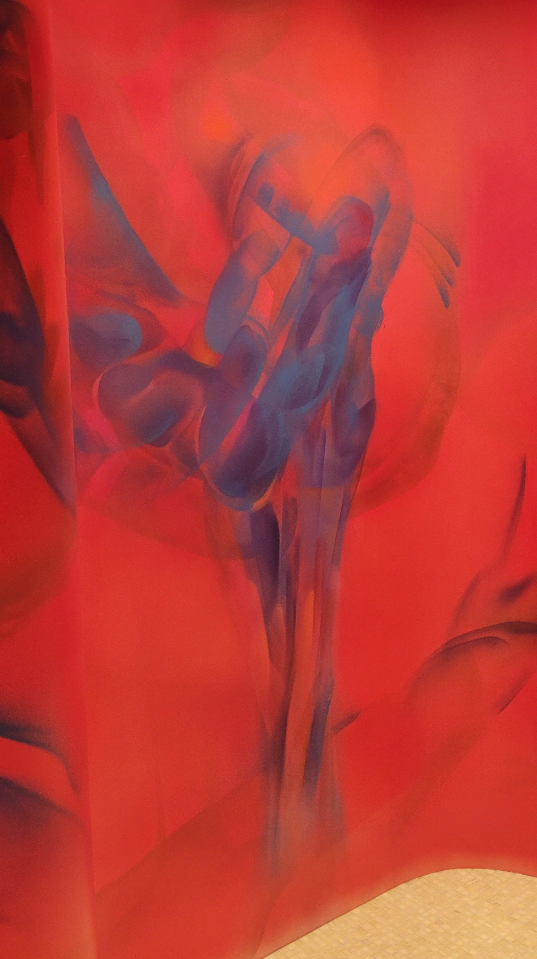 Without Action Fractured Faces (detail images) Spray paint, acrylic paint, opalescent tile, marble, stainless steel, recessed lighting, mirrors 14’ x 48’ x 14’ (Interior Installation)