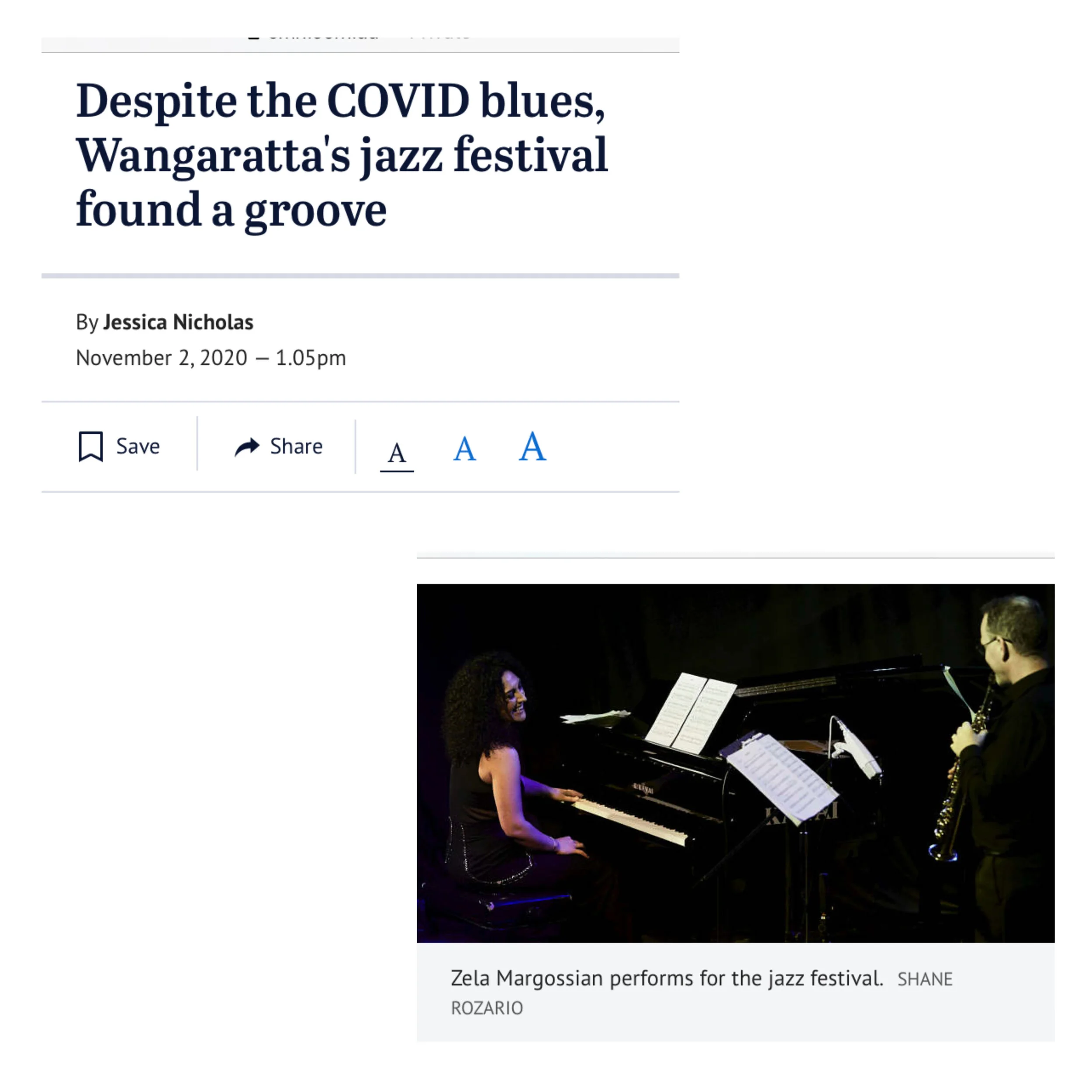 Special mention in an article for Wangaratta Festival in SMH