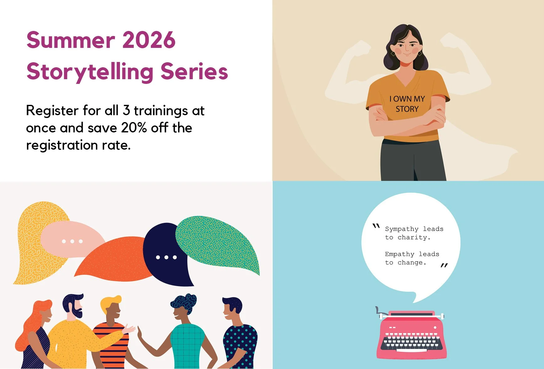 Summer 2026 Storytelling Training Series (Save 20% by Registering for all 3 Trainings at Once)