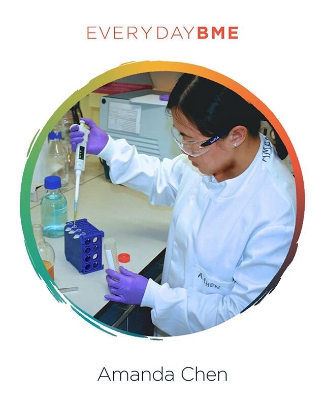 Amanda Chen mixing components to create vaccines for her thesis research at the University of Cambridge. What was your thesis topic?