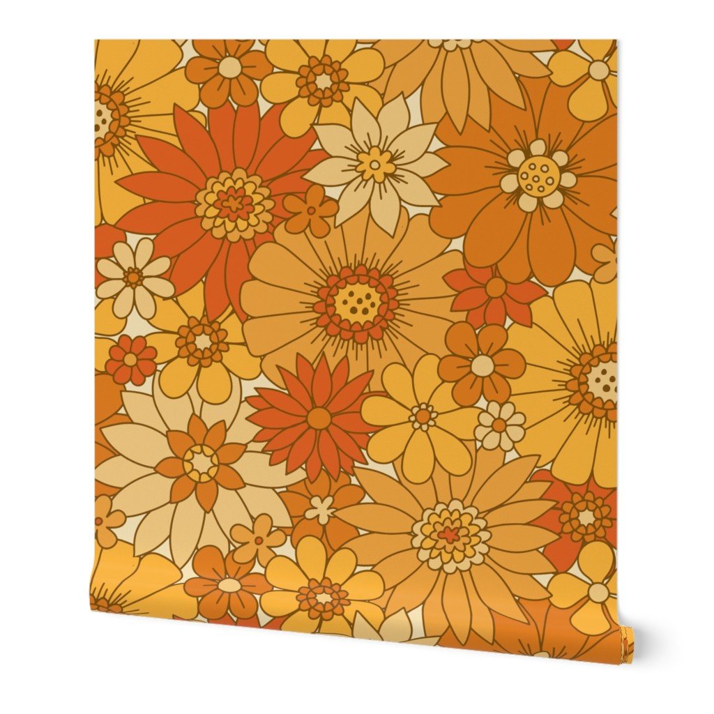70s daisy pattern Nature Wallpaper  TenStickers
