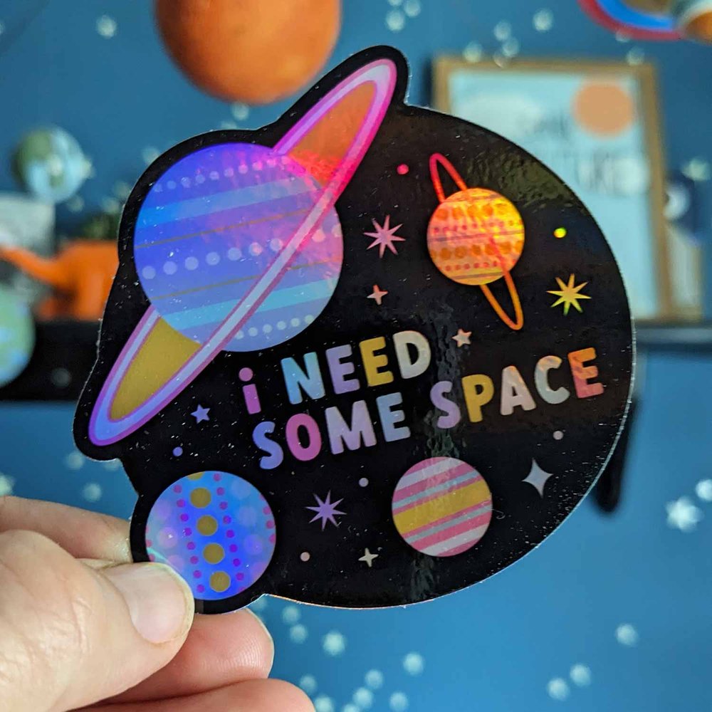 Holographic Dot Sticker Space Valentines