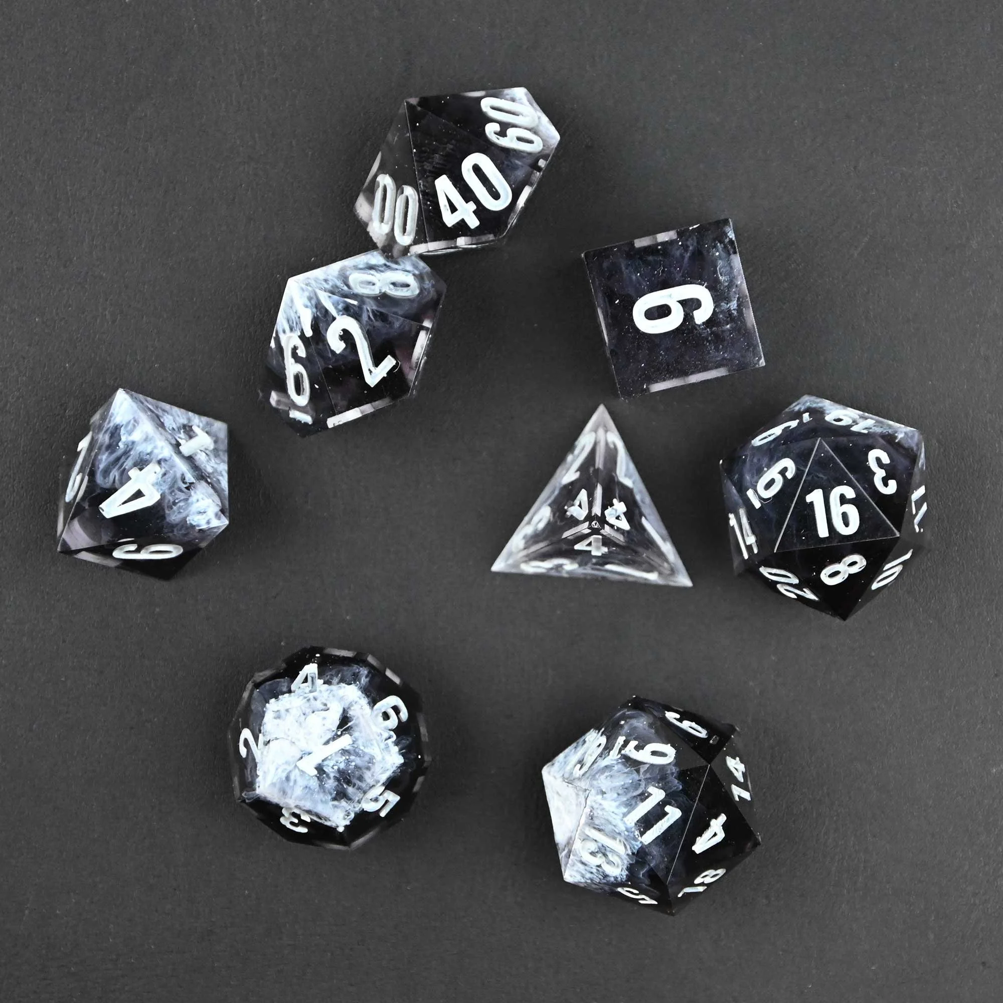 Molten Lava Resin Dice Set - 25 Square Corner Dice With Dwarf Theme For Tabletop Gaming