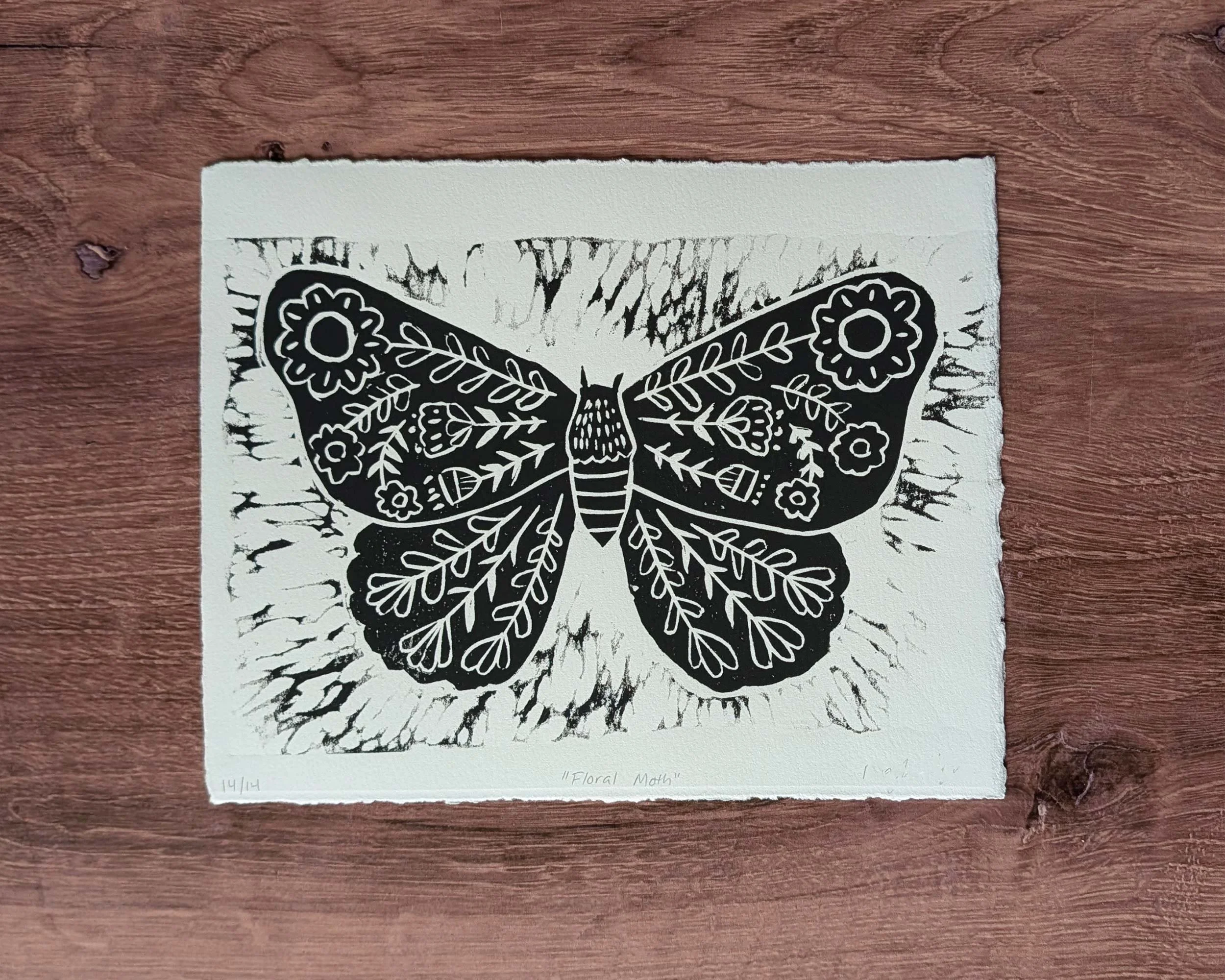 Floral Moth Block Print — Lathe and Quill