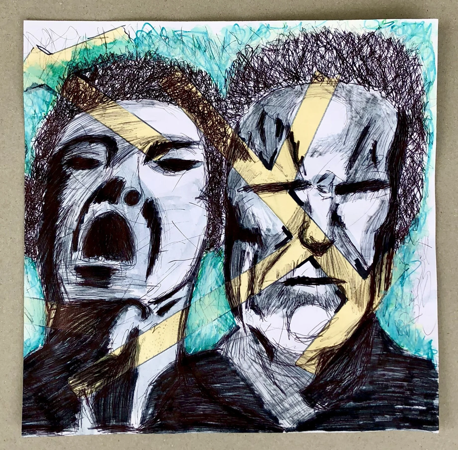 Yelling - Mixed Media on Paper