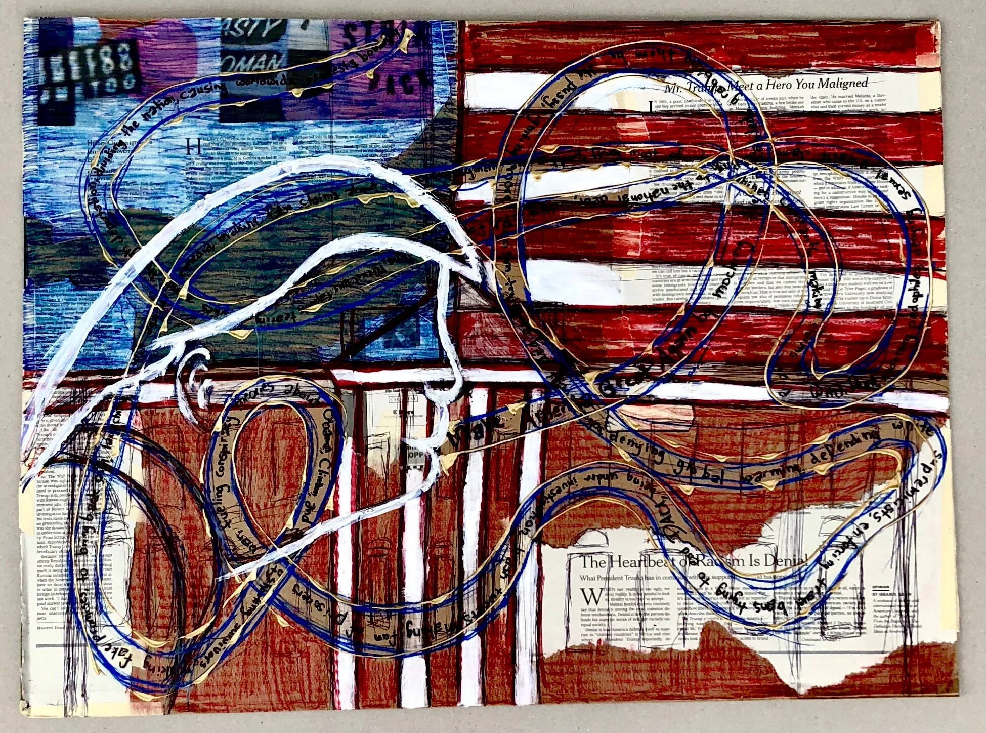 Trump Presidency Rollercoaster - Mixed Media on Paper