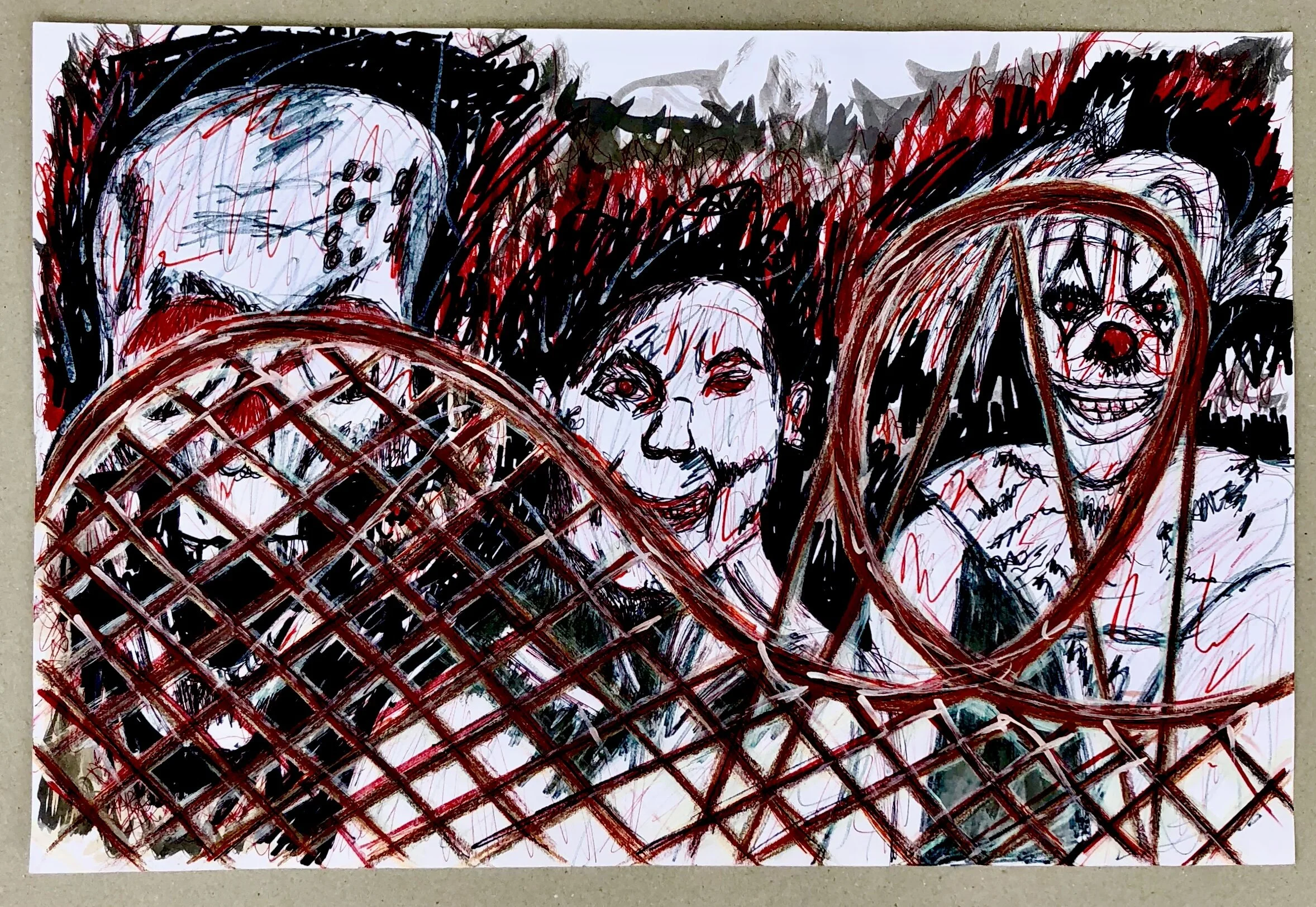 Scary Rollercoaster - Mixed Media on Paper