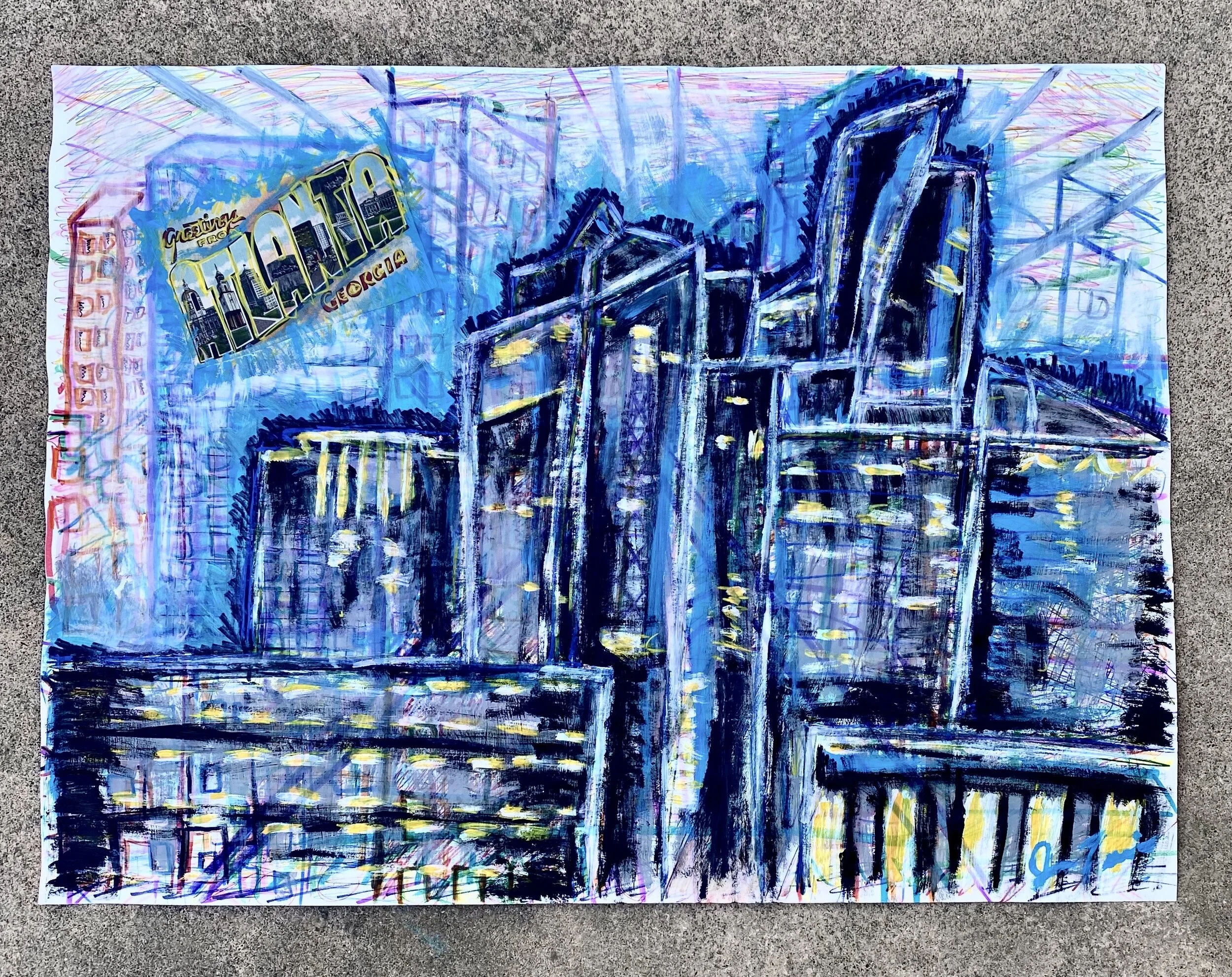 Greetings from Atlanta - Mixed Media on 18x24 Paper