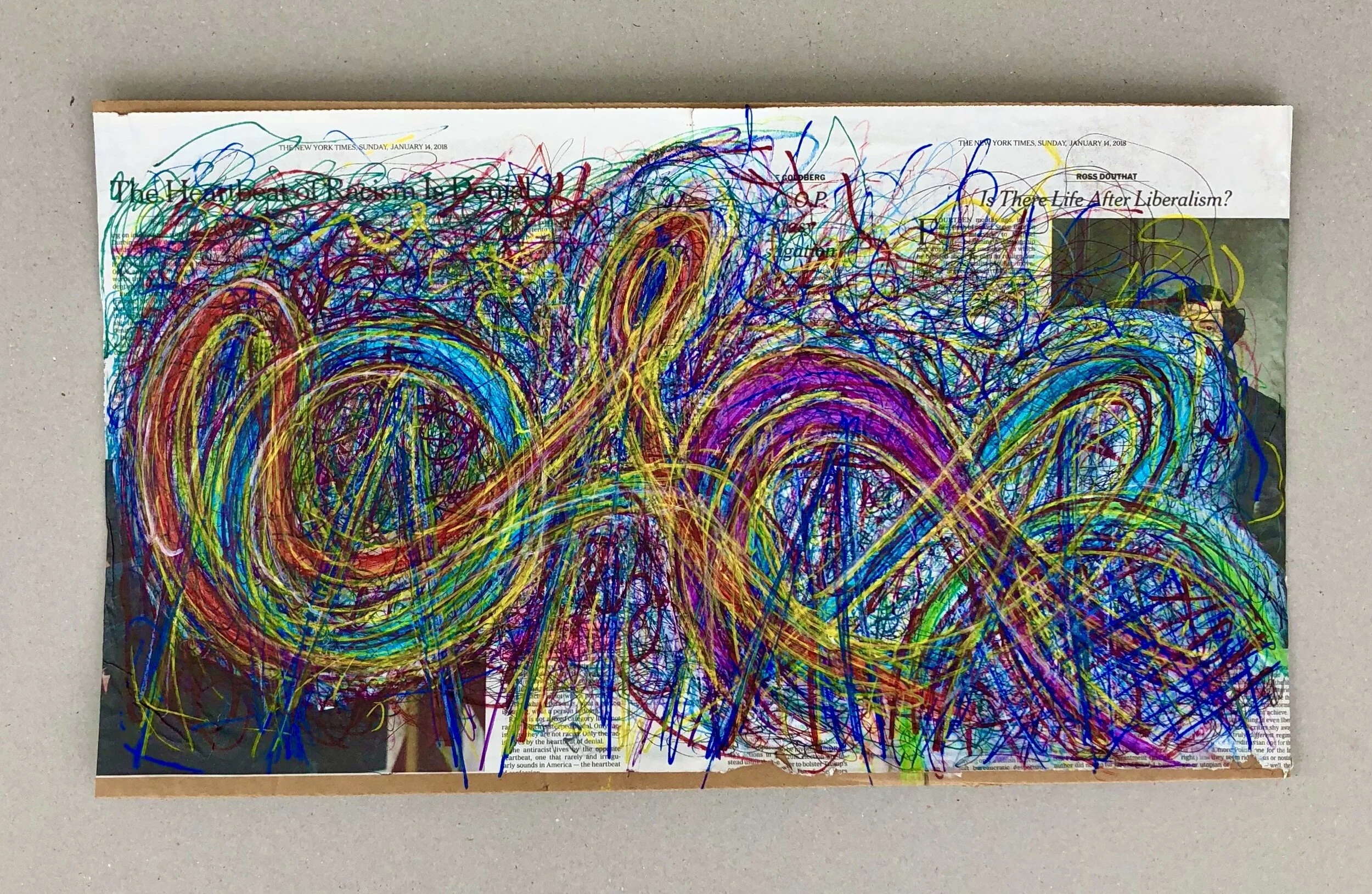 News Rollercoaster - Mixed Media on Cardboard