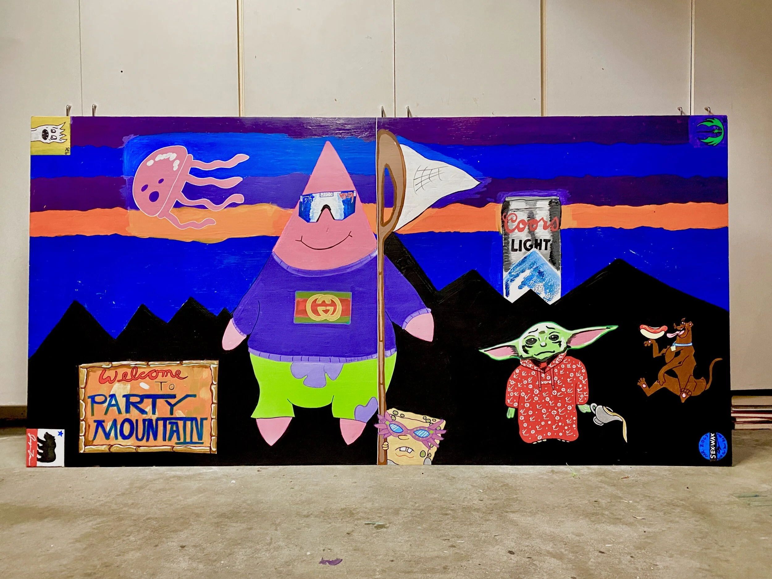 Welcome to Party Mountain - House Paint on 4x8ft Plywood