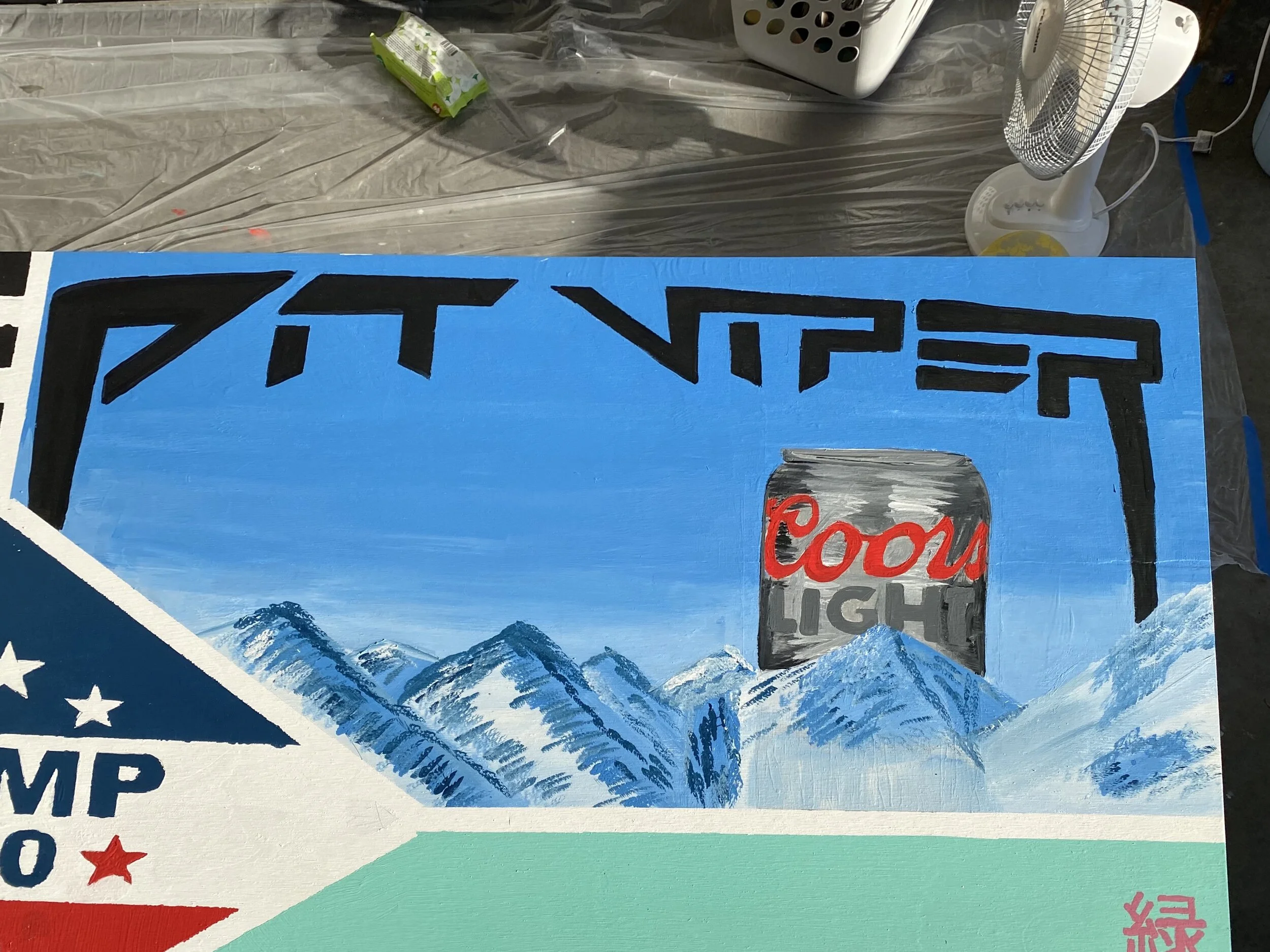 Pit Viper Coors - House Paint on Part of 4x8ft Plywood