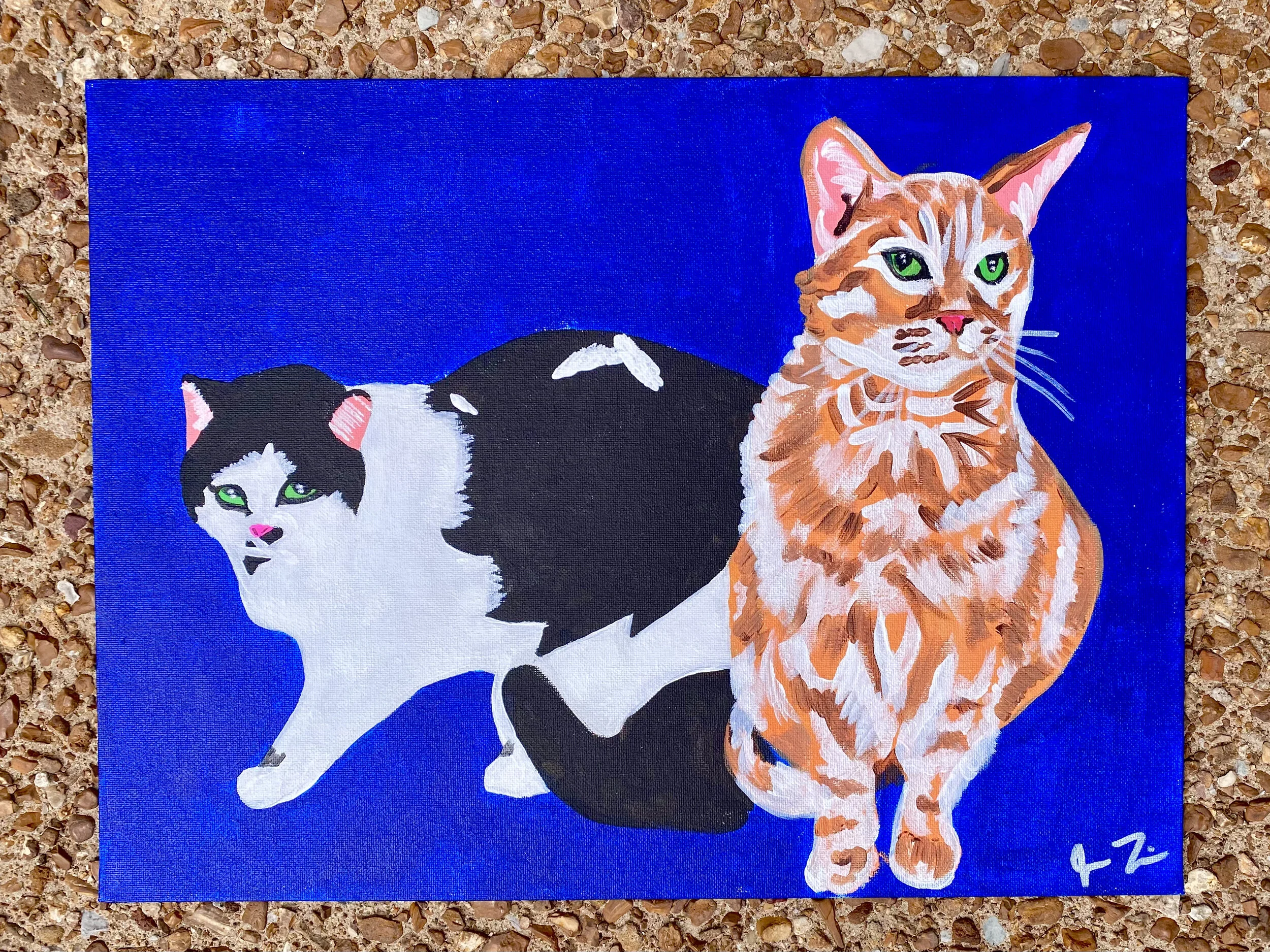 Echo and Spike - Acrylic on 12x16in Canvas