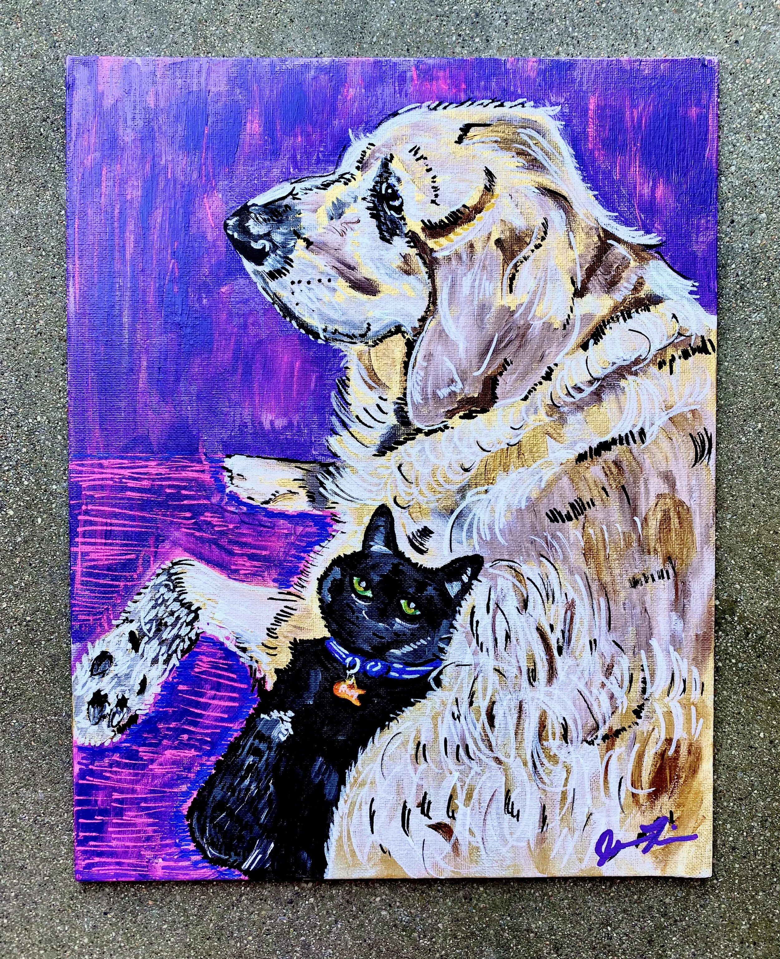 Sasha and Rory - Acrylic on 11x14in Canvas