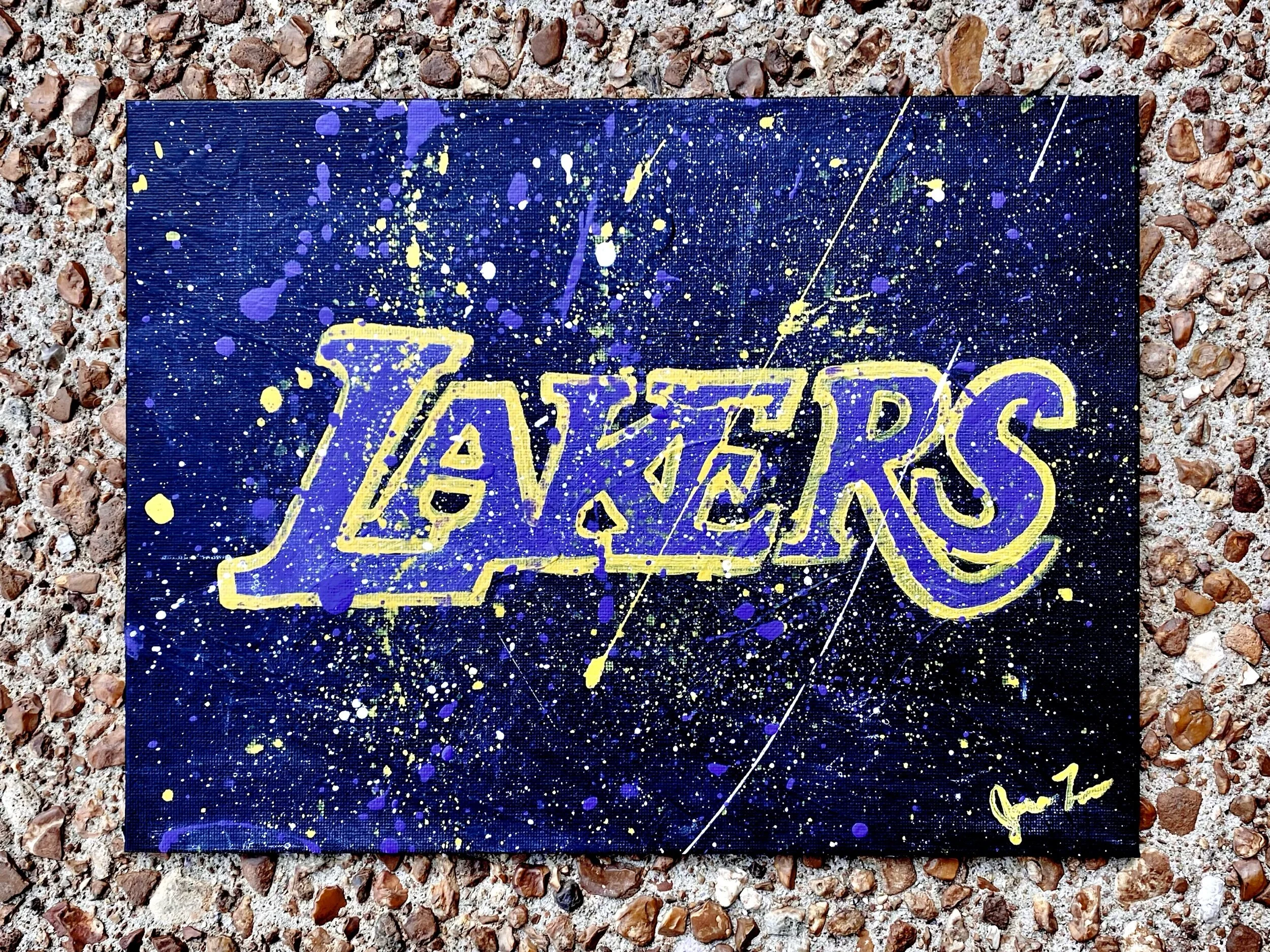 Los Angeles Lakers - Acrylic on 9x12in Canvas
