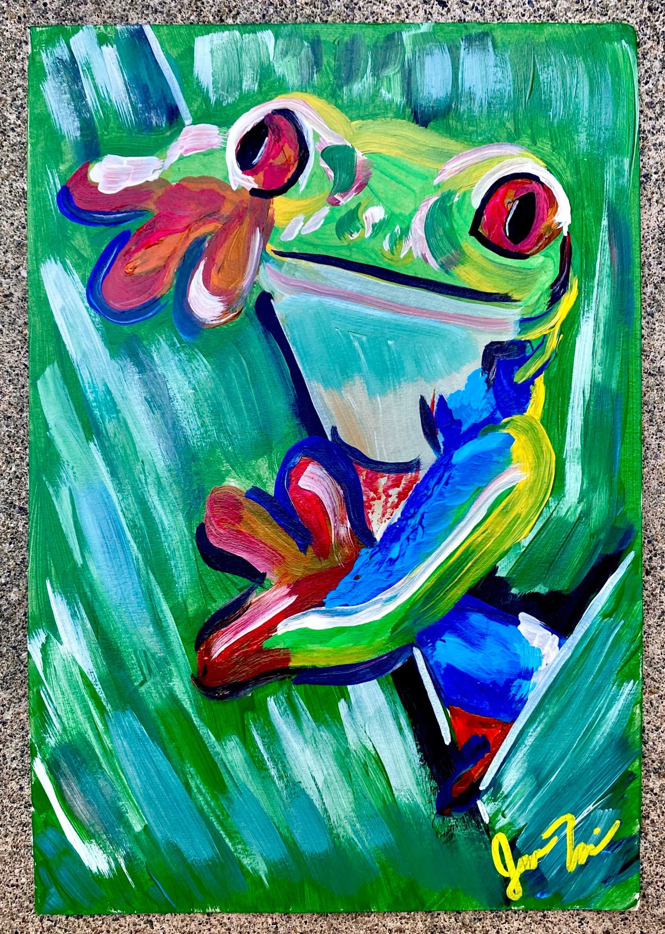 Frog - Acrylic on 7.5x11in Cardboard