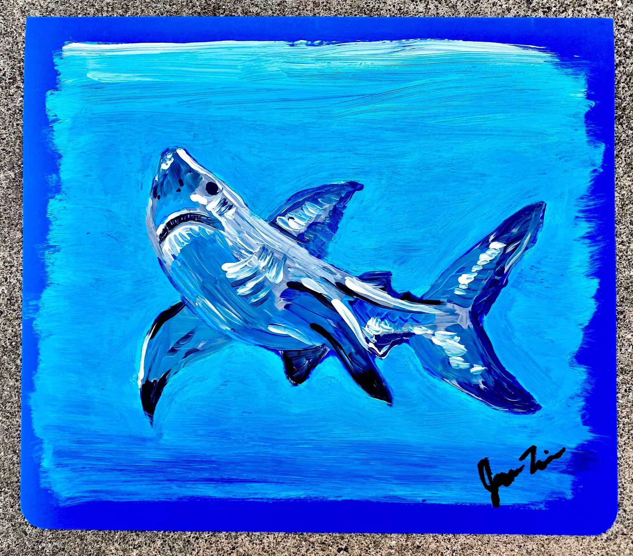Great White - Acrylic on 7x10.5in Plastic