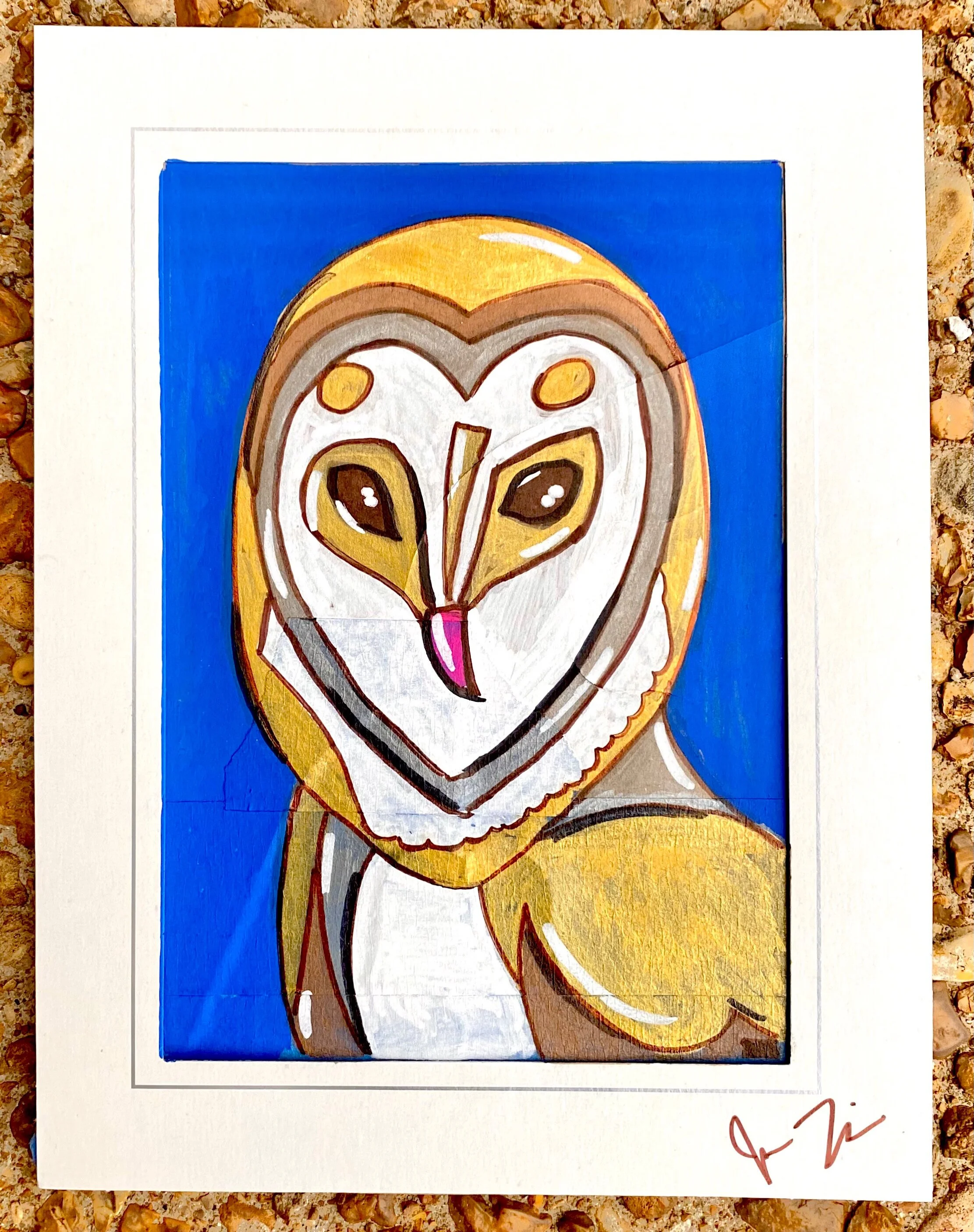 Owl - Marker on Cardboard