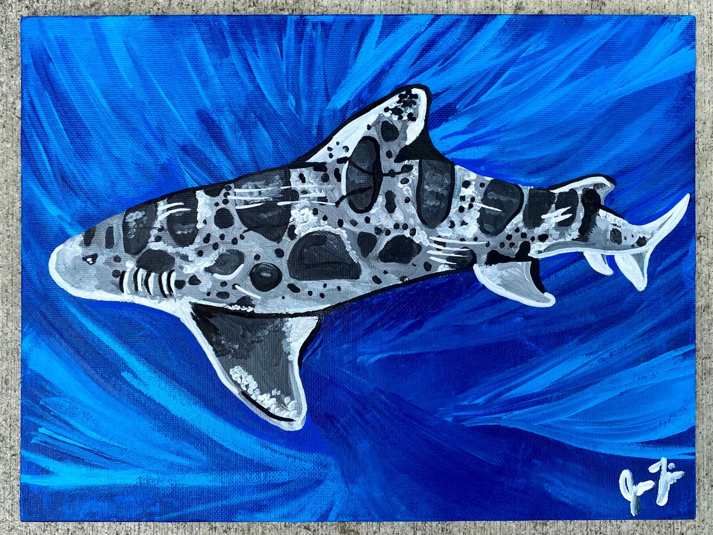 Leopard Shark - Acrylic on 11x14in Canvas