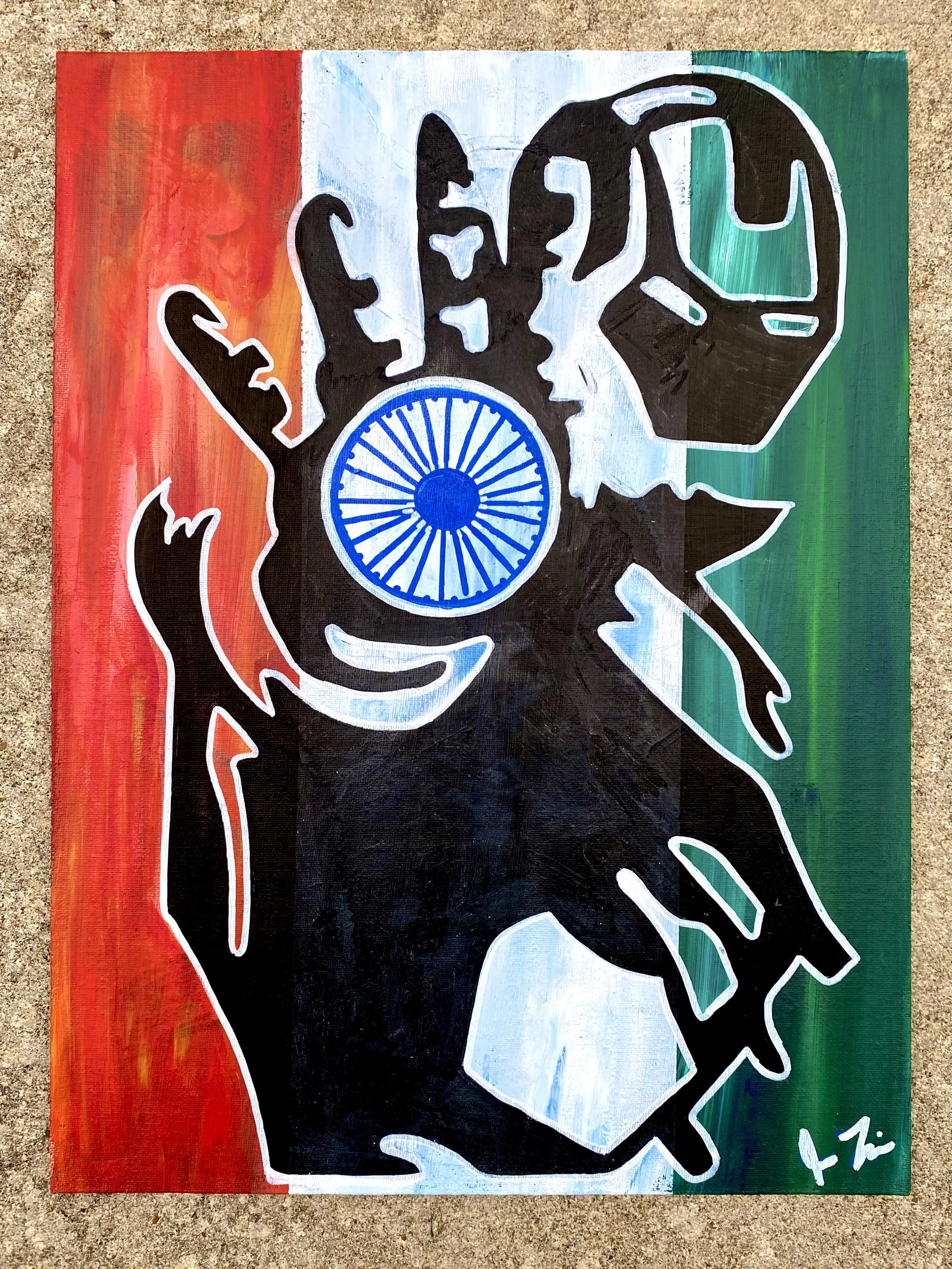 Indian Iron Man - Acrylic on 12x16in Canvas