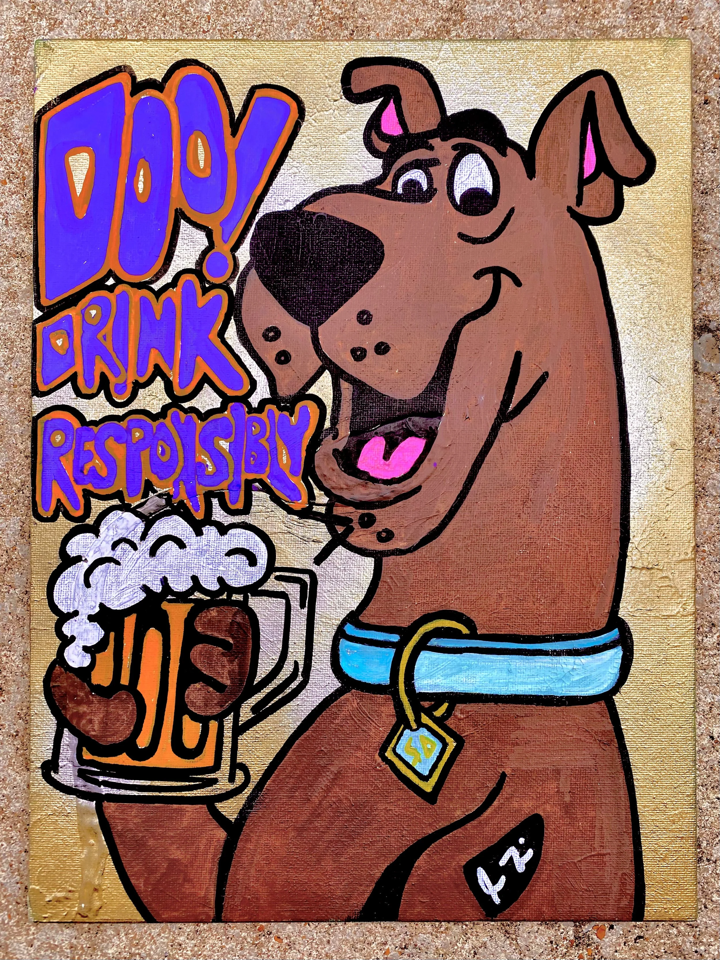 Doo! Drink Responsibly - Acrylic on 9x12in Canvas