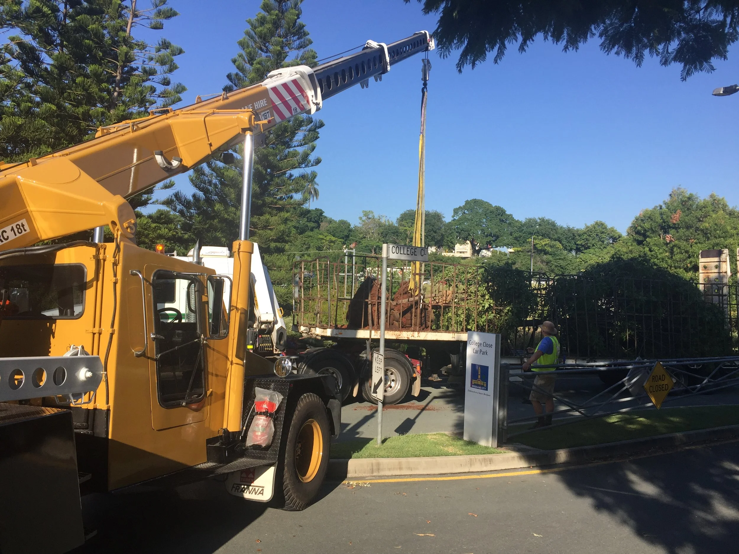 Relocation of a tree to Roma Street Parklands.