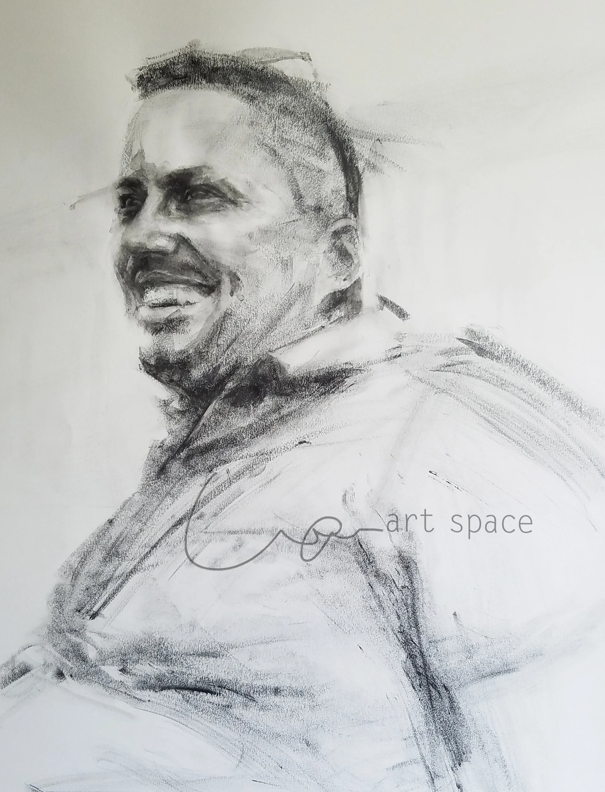  Graphite on paper [with watercolor effect] 