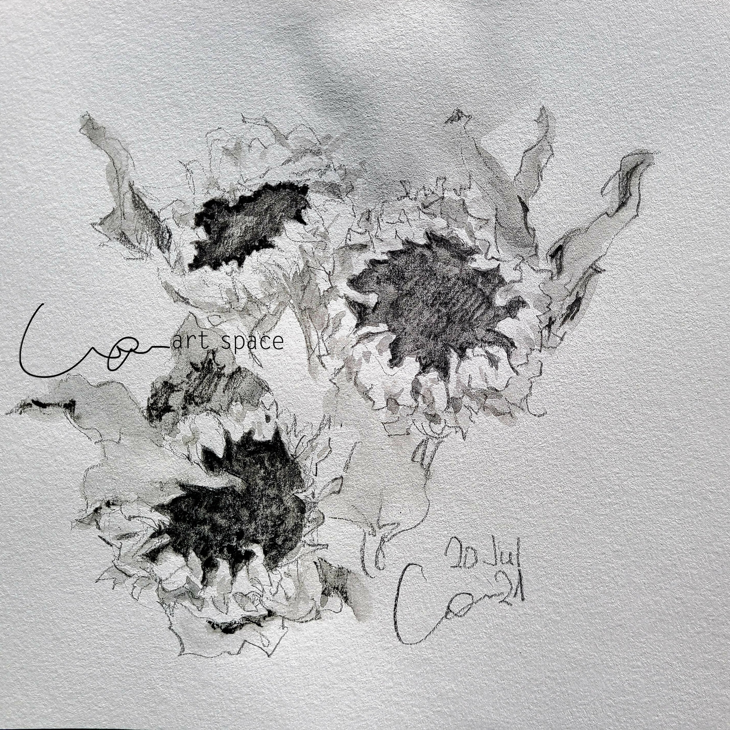  Graphite on paper [with watercolor effect] 