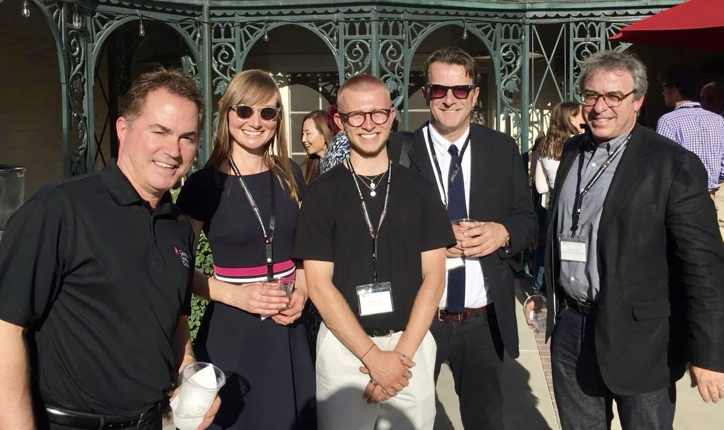 William, (pictured centre), with Claremont Graduate University’s President (far left) and Professor John Strachan, Pro-Vice-Chancellor (Research and Enterprise) and Dean of Graduate College, Bath Spa University (second from right).