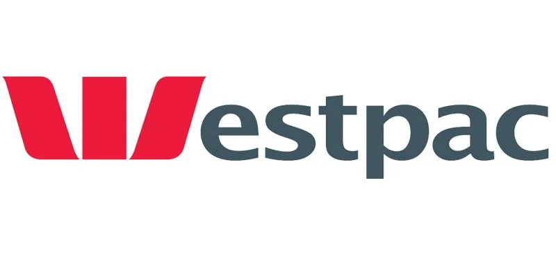 Westpac logo with stylized red 'W' and black text