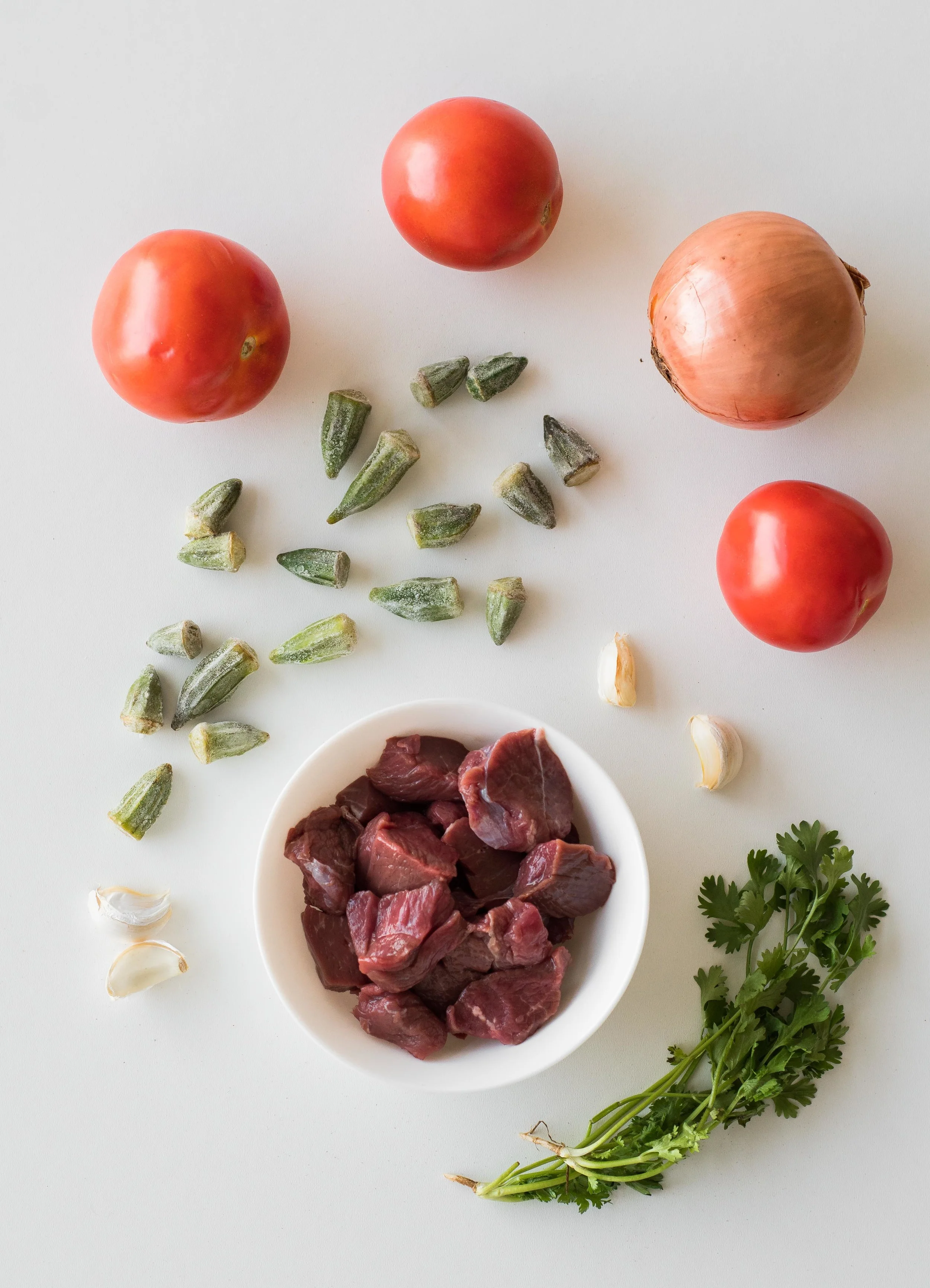 Ingredients for bamiyeh