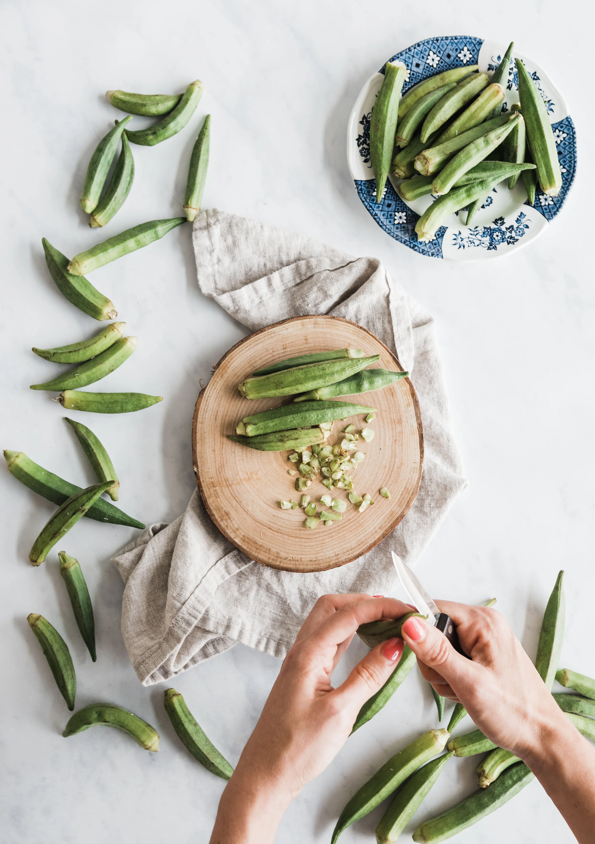 Okra in Oil (Bamiyeh Darawiyeh Bizeit) — Omayah Cooks // Syrian Recipes
