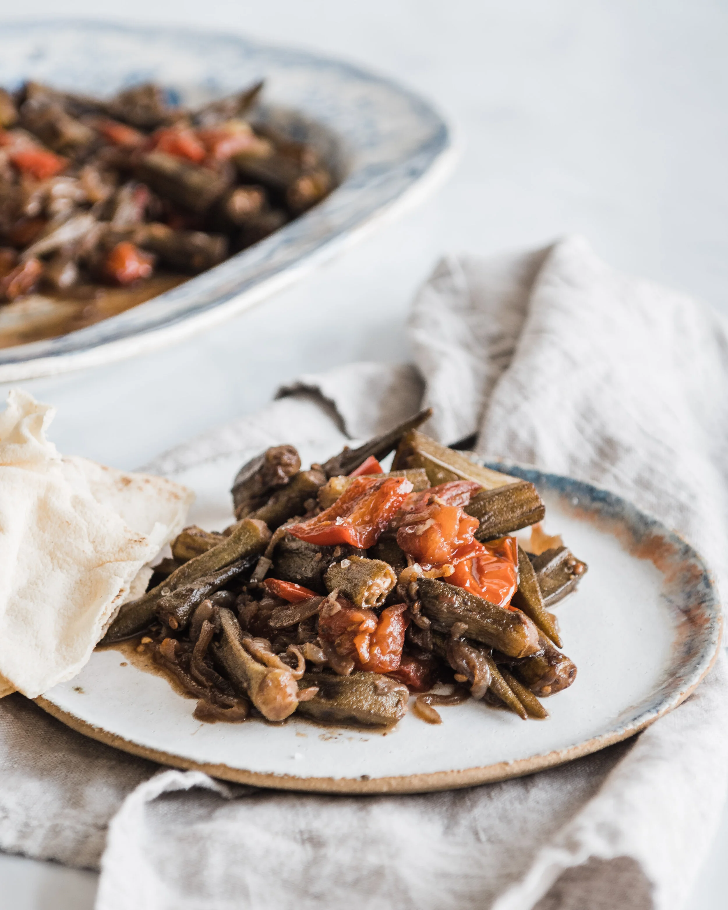 Okra in Oil (Bamiyeh Darawiyeh Bizeit) — Omayah Cooks // Syrian Recipes