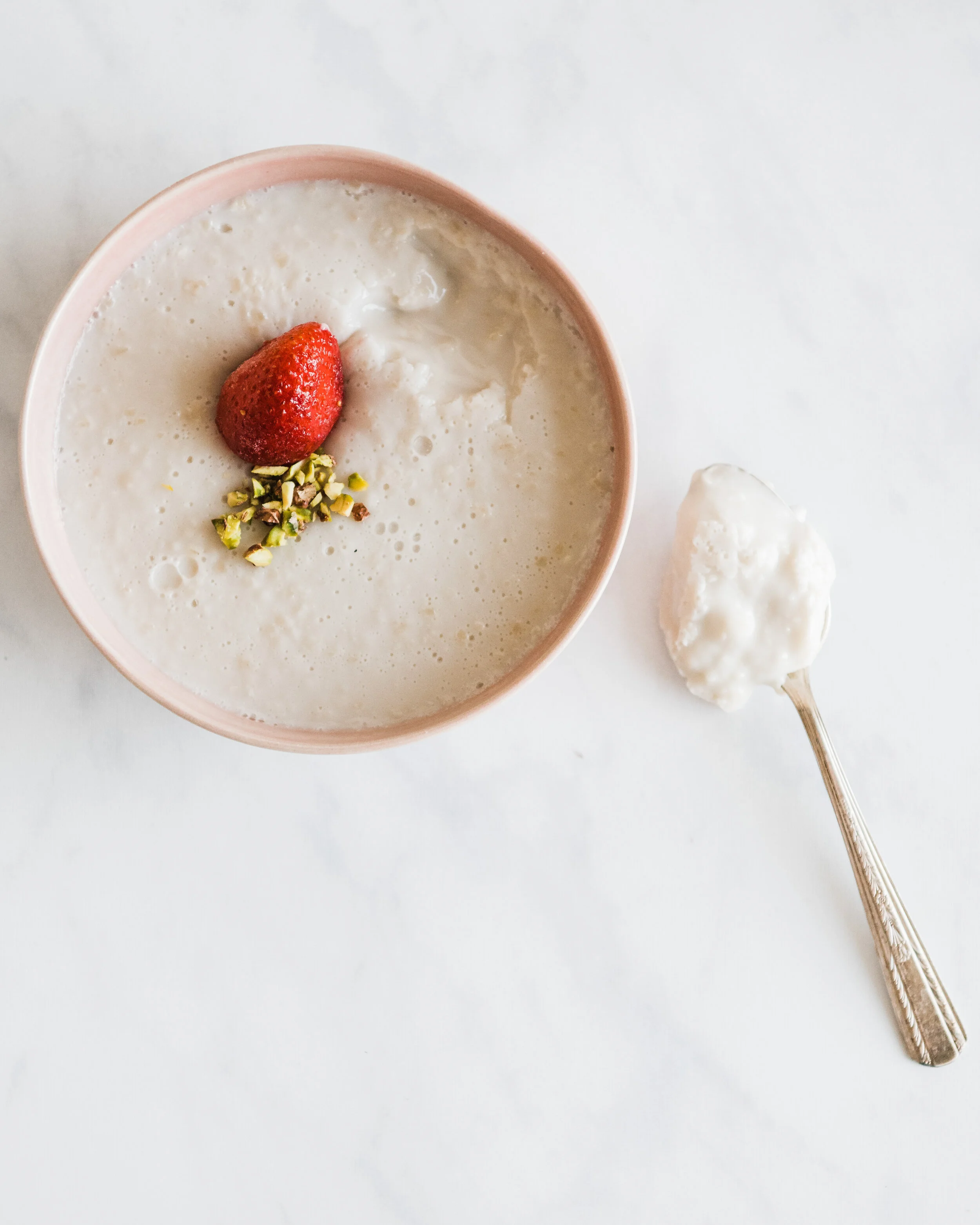 Almond Milk Pudding with Crushed Almonds, Orange Blossom and Mastic