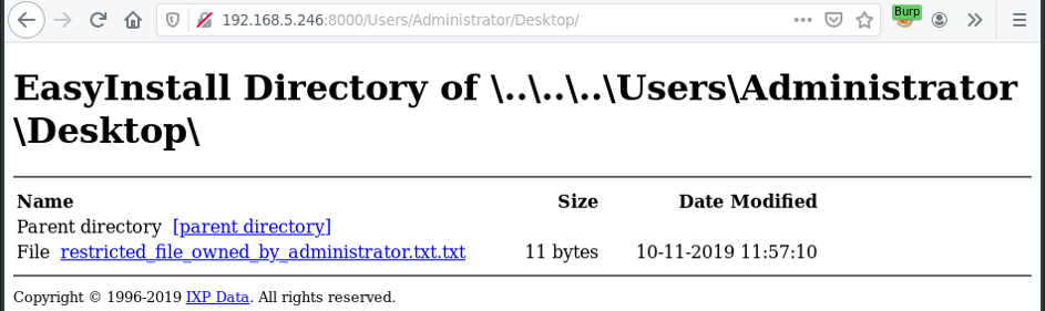 Directory Traversal (TCP 8000) as SYSTEM via EasyInstall Engine Service