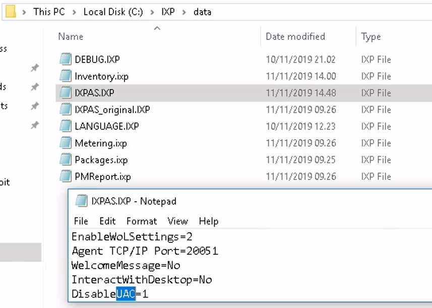Disable UAC using EasyInstall Agent Service on client system